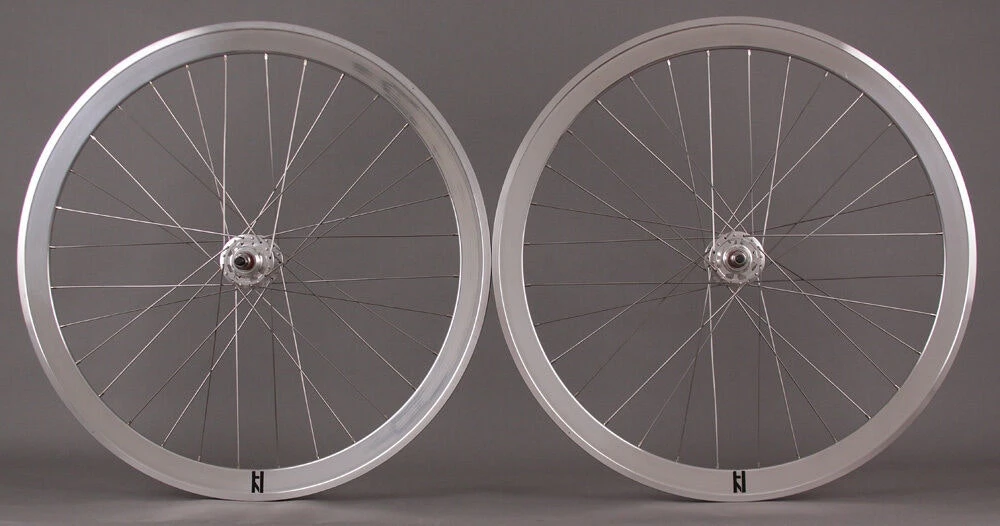 H Plus Son H Plus + Son SL42 Polished Silver Singlespeed Track Fixed Gear Bike Wheelset 32H 1 H Plus Son H Plus + Son SL42 Polished Silver Singlespeed Track Fixed Gear Bike Wheelset 32H