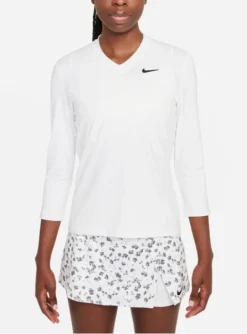 Nike Women's Court Victory Dri-Fit TOP 3/4 Sleeve (White/Black)